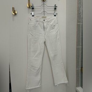 White denim boot cut jeans